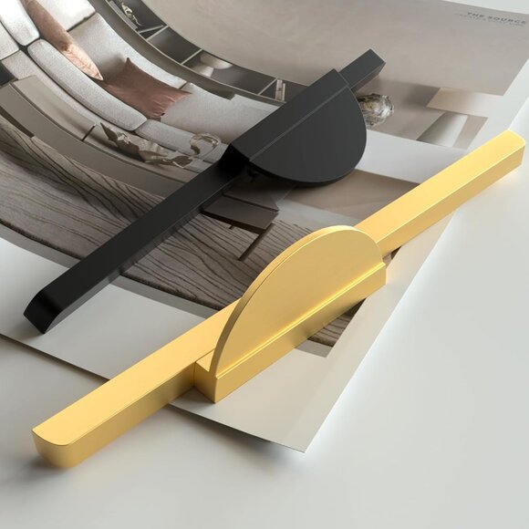 2 Pack Half Moon Cabinet Pulls Gold Drawer Pulls Semicircle Cabinet Handles Brus - Picture 8 of 8